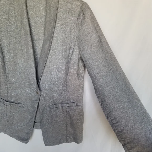 Eileen Fisher Gray Twinkle Linen Blazer - Picture 7 of 10